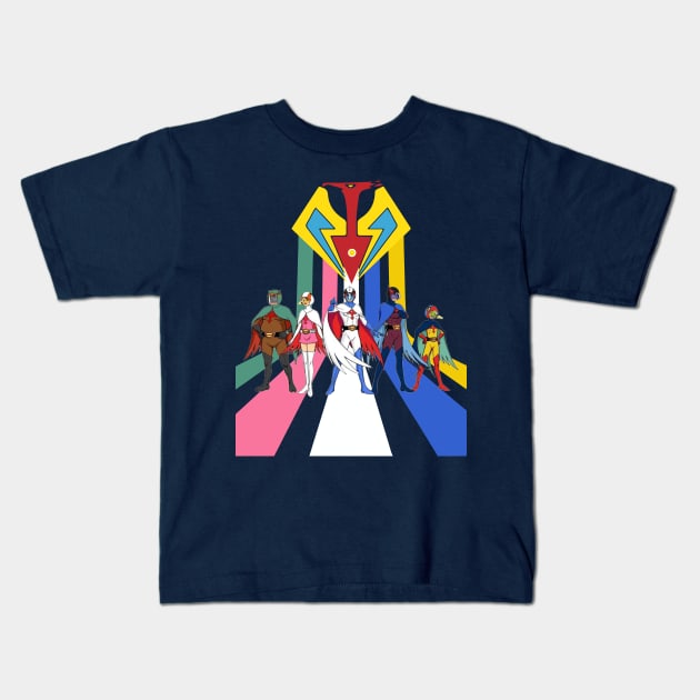 G Force , Battle of the Planets , Gatachaman Defenders of the Galaxy Kids T-Shirt by Surfer Dave Designs